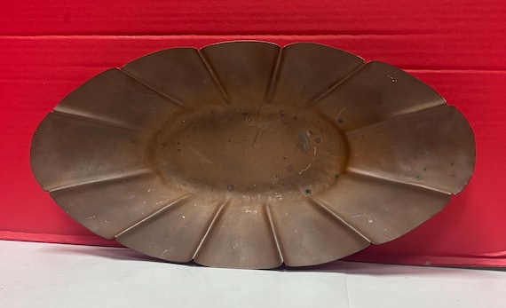 Copper Scalloped Oval Tray