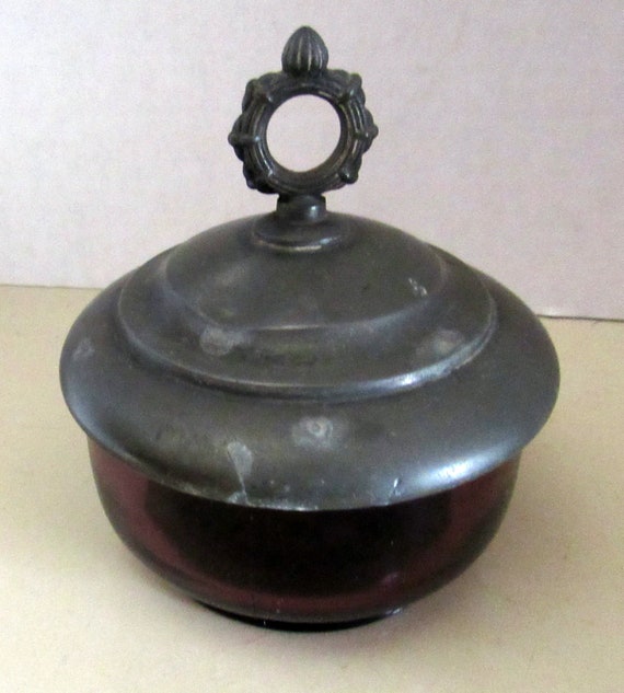 Purple glass sugar bowl or candy dish