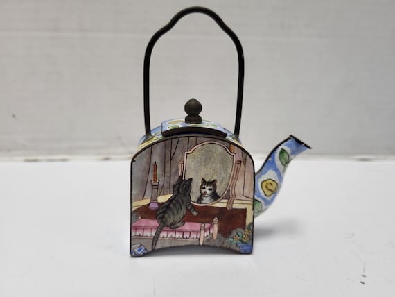 Miniature Enamel Cat Teapot