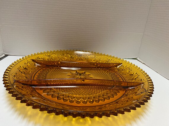 Amber Glass Divided Platter