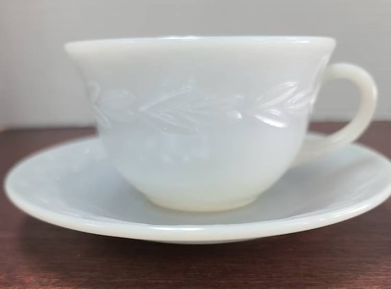 Fire King Grey Laurel pattern cup and saucer