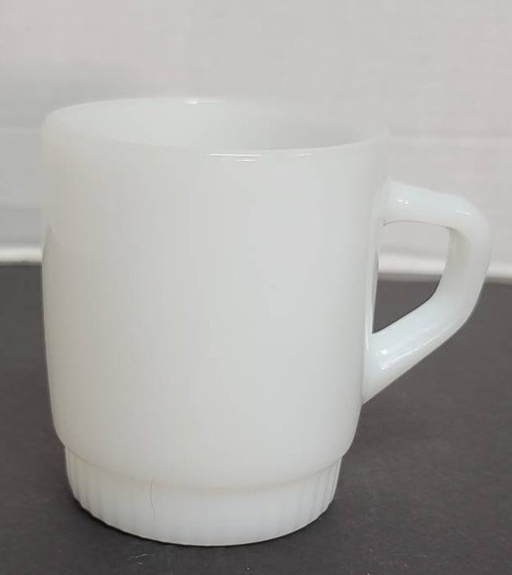 Fire king white mug ribbed bottom