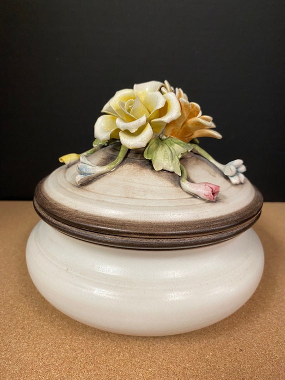 Capodimonte Italy Floral Trinket Dish