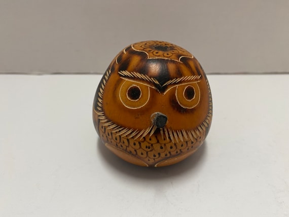 Carved Owl Gourd