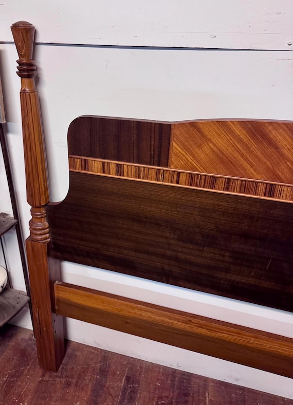 Art Deco two toned headboard & footboard