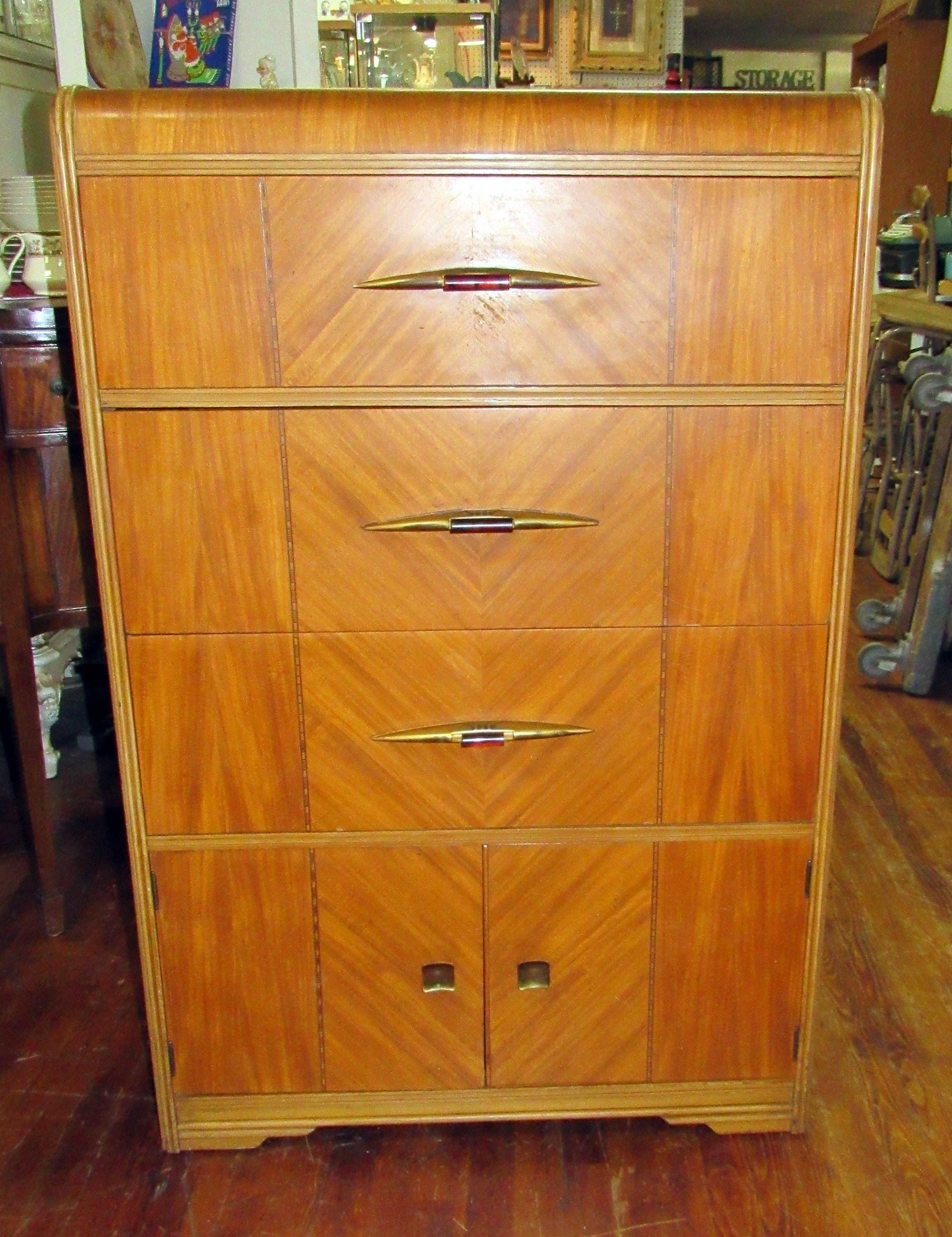 Art Deco Waterfall Highboy Dresser