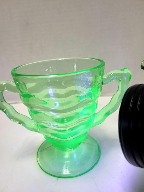 Jenkins Uranium Glass Cream & Sugar
