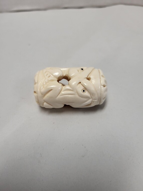 Carved Frog Bone Bead