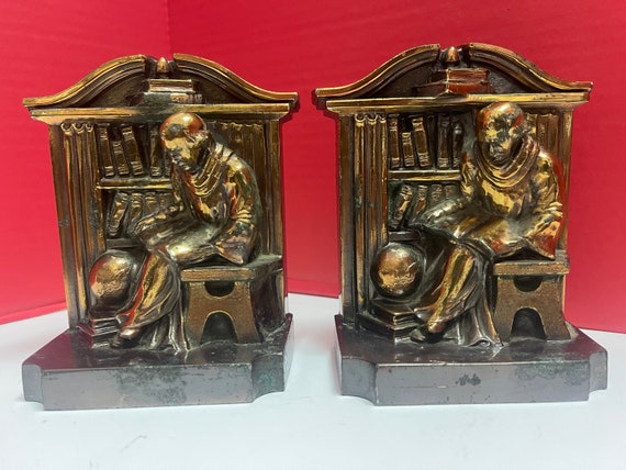 Monk in Library Bookends