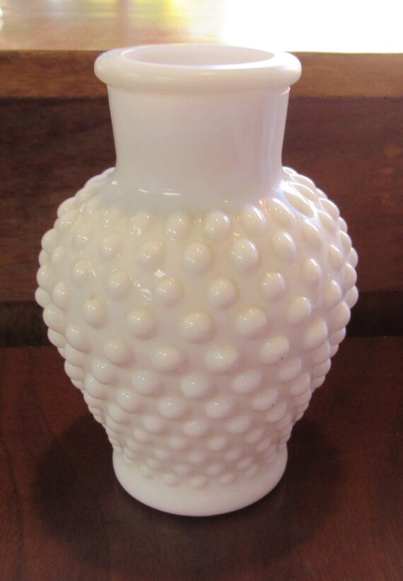 Hobnail milk glass vase