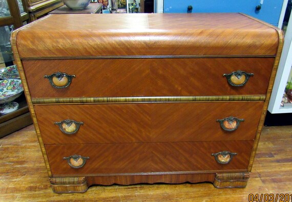 Art Deco Waterfall Lowboy Dresser