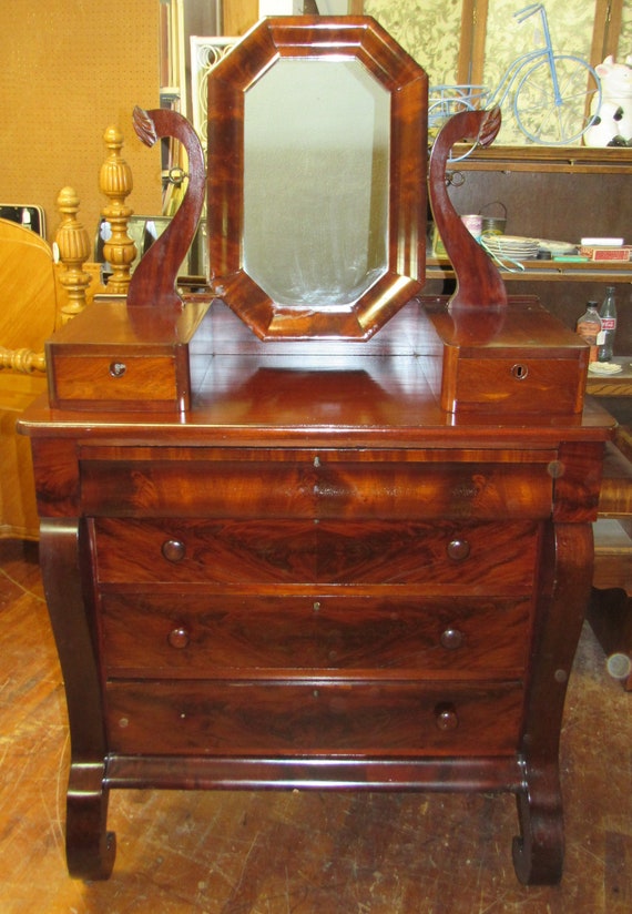 Antique Empire Dresser with Mirror