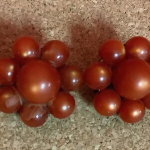Orange Bead Clip On Earrings