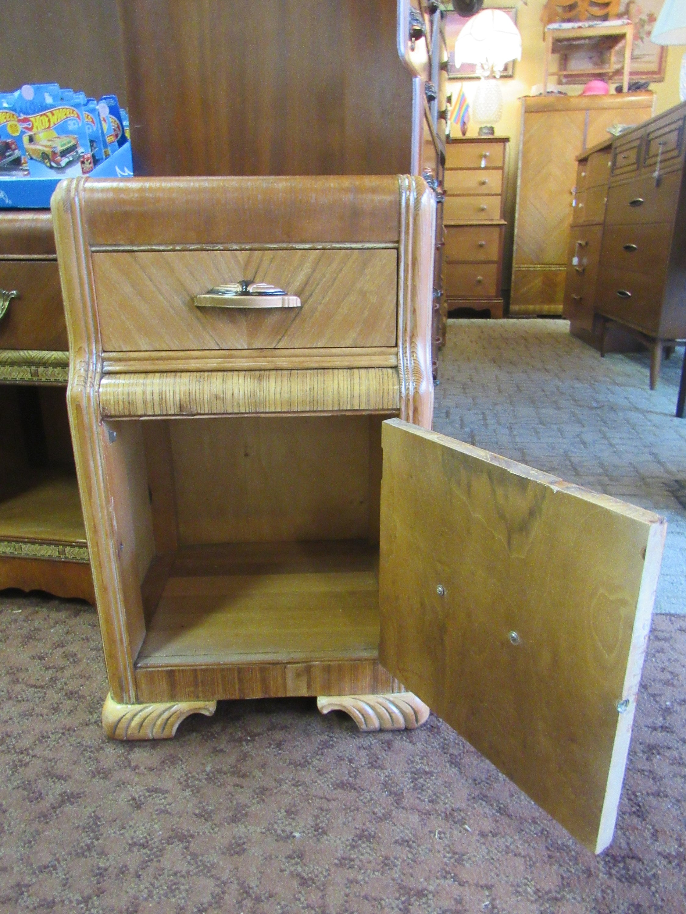Art deco waterfall nightstand deals