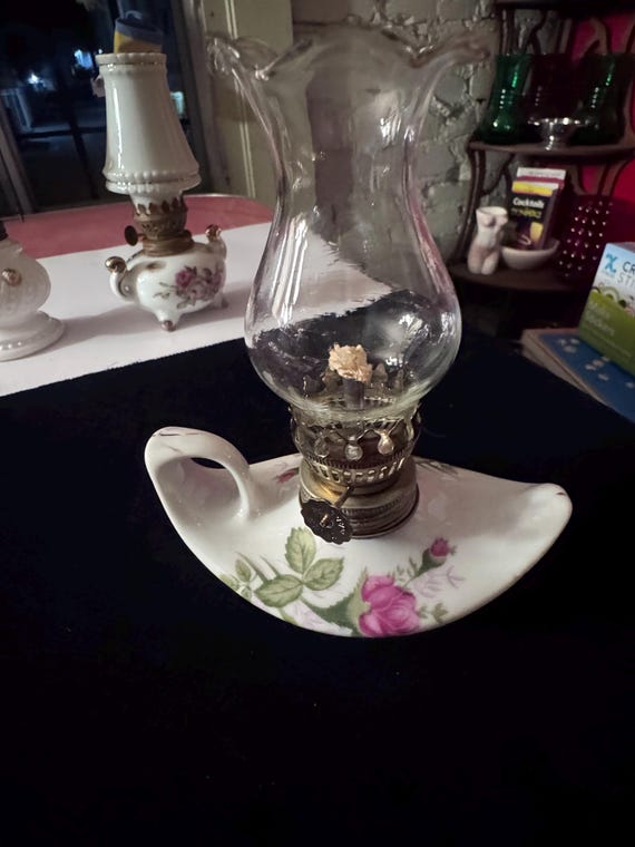 Miniature Aladdin style Floral Oil Lamp