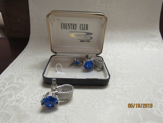 Vintage French cufflinks and tie clasp - image 2