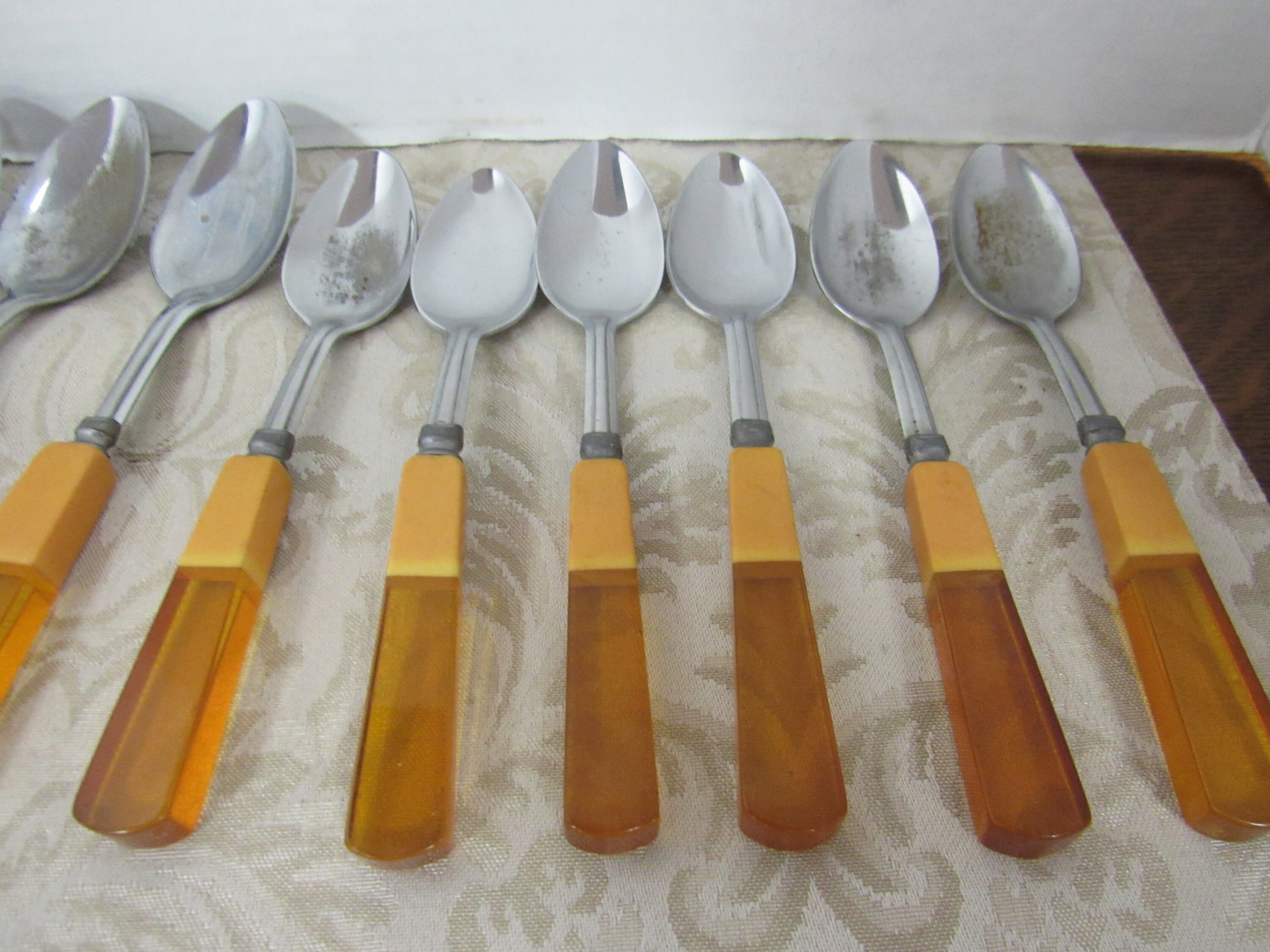 Butterscotch lucite flatware set
