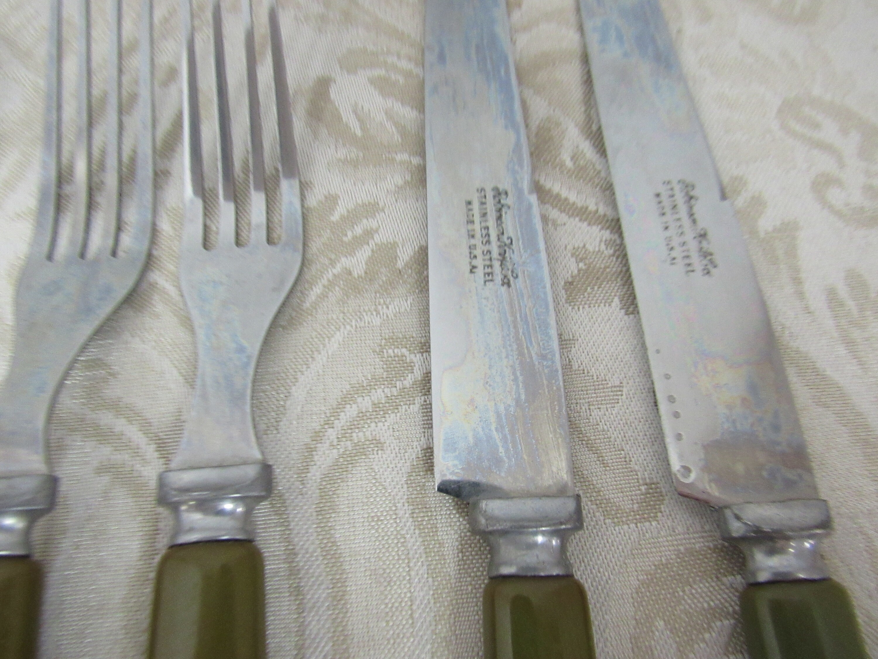 Avocado Green bakelite flatware Robinson Knife Co.