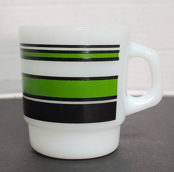 Fire King Green striped mug