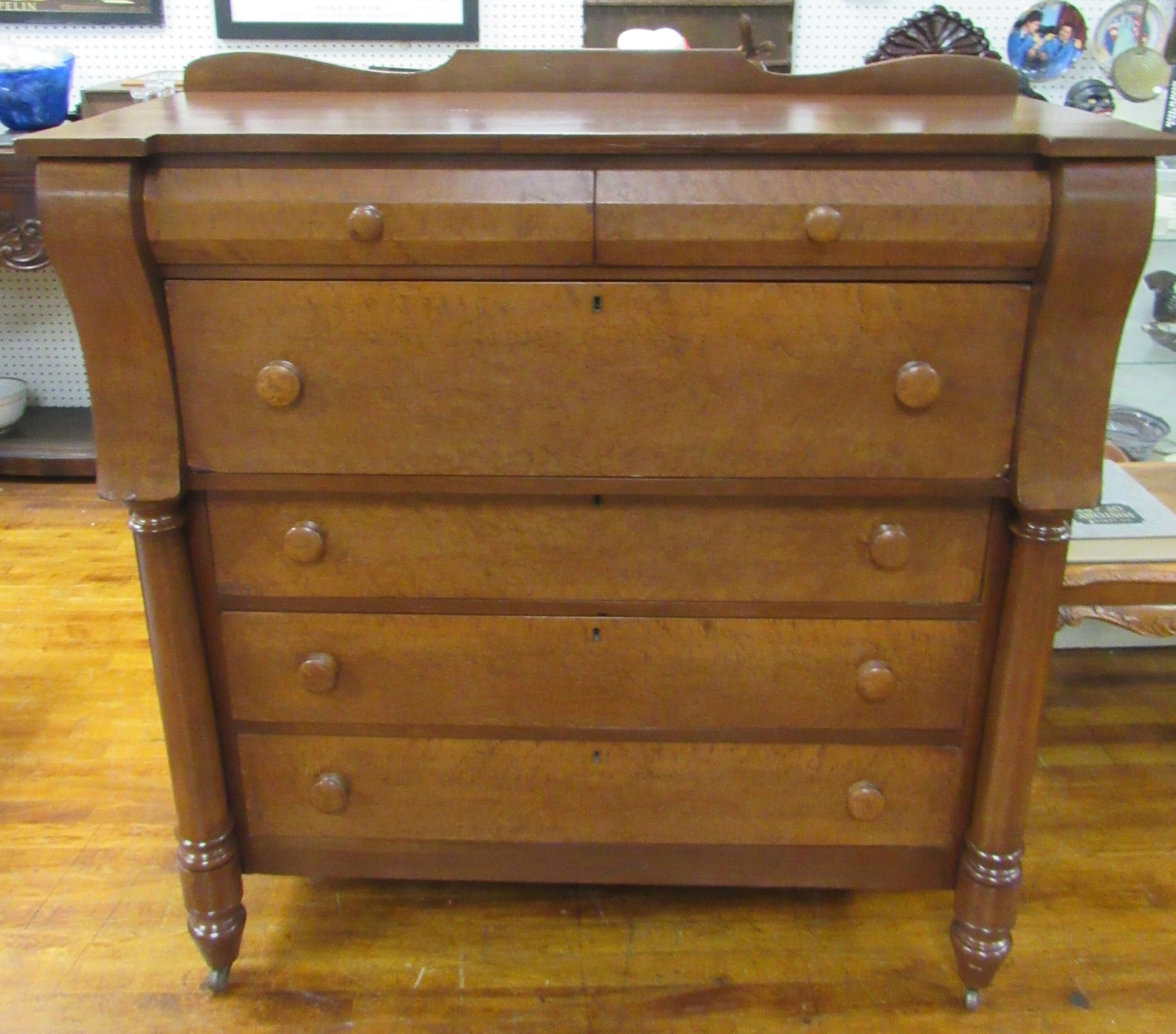 Antique Empire Dresser With Birdseye Maple