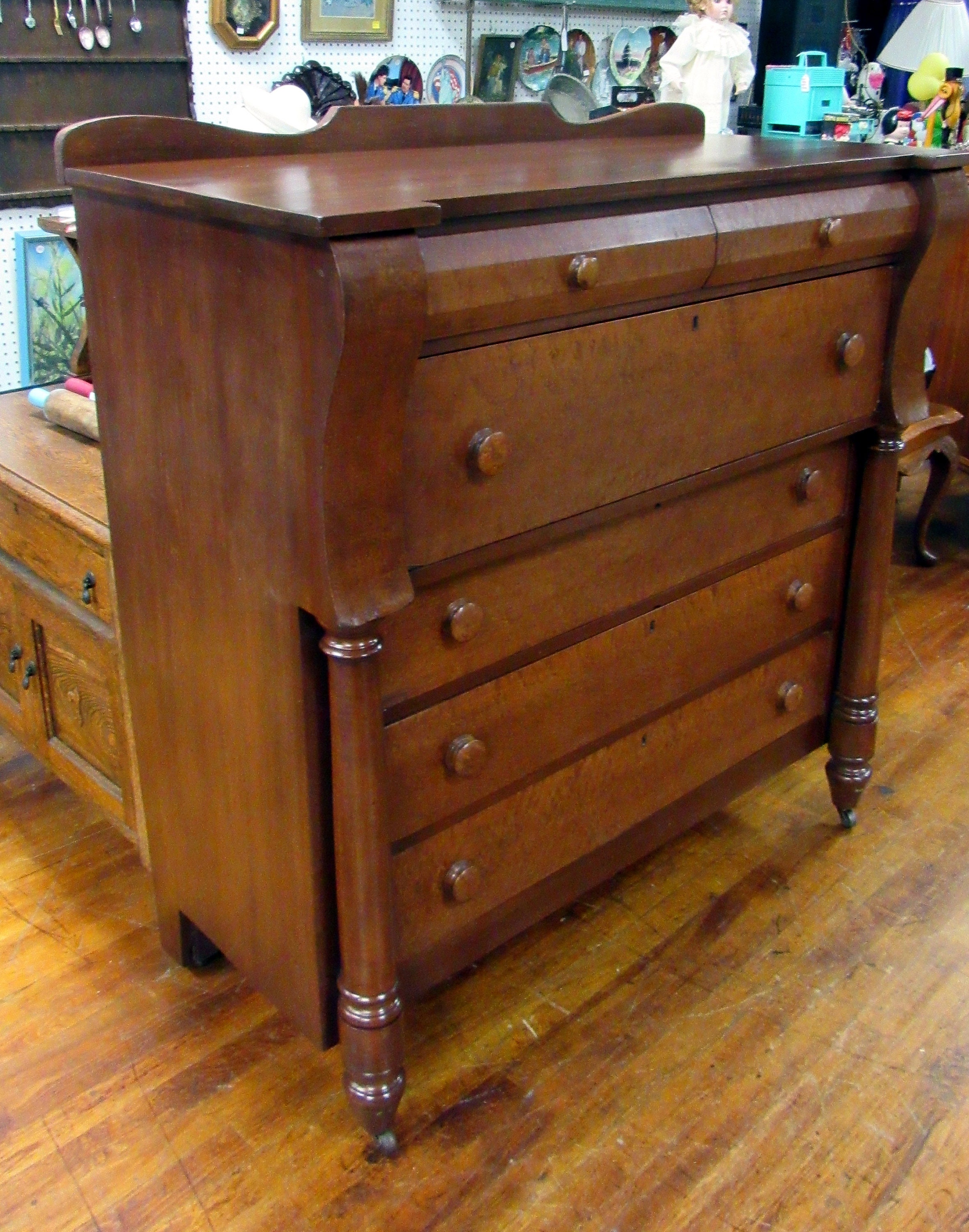 Antique Empire Dresser With Birdseye Maple