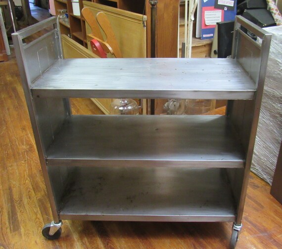 Industrial rolling cart brushed steel