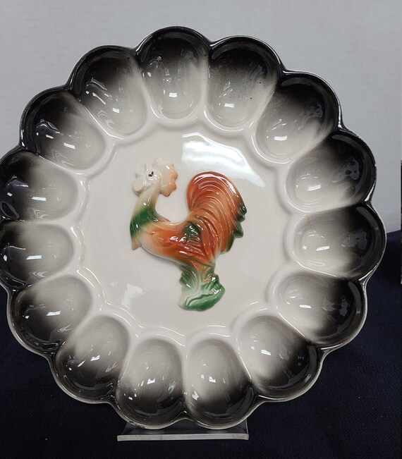 Rooster deviled egg plate