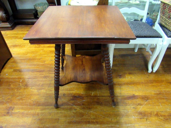 Vintage walnut two tiered lamp table