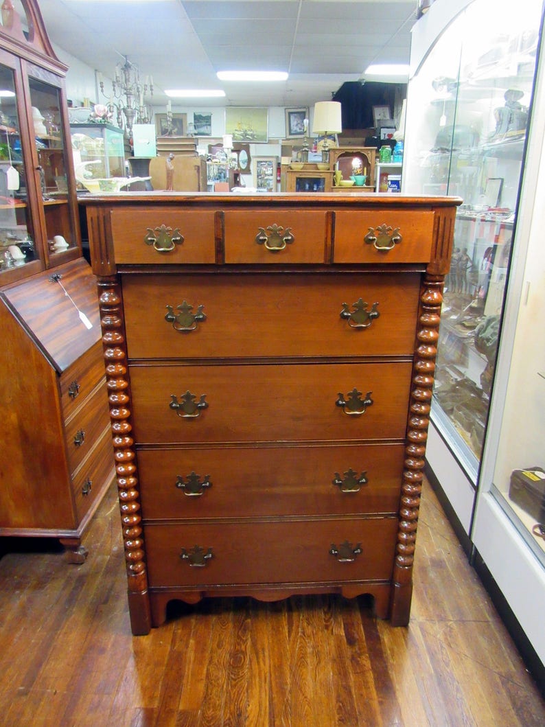 Cherry Wood Highboy Dresser Etsy