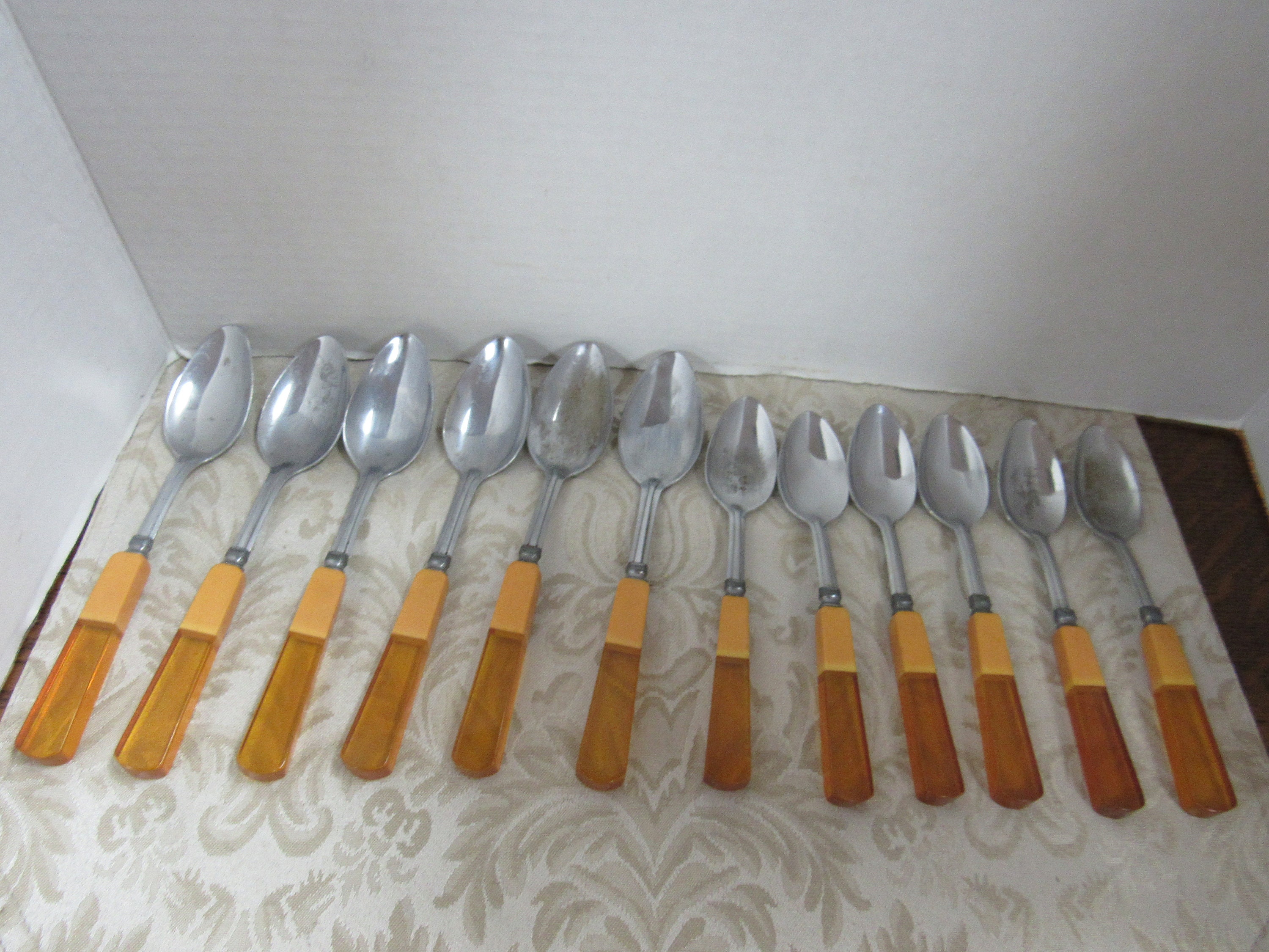 Butterscotch lucite flatware set