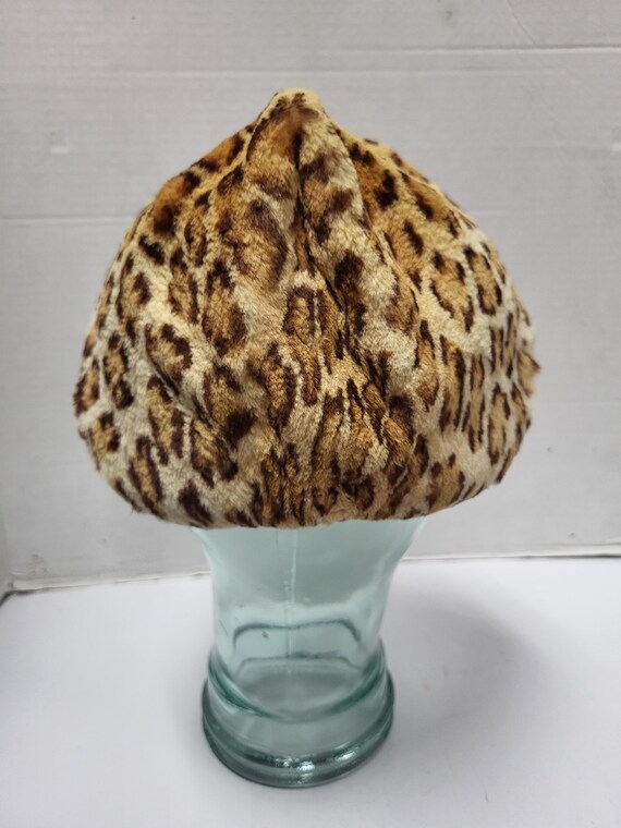 Leopard Print Rabbit Fur Hat - image 3
