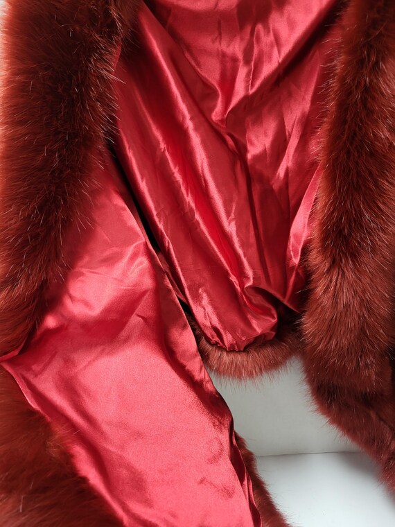Maroon Fax Fur Cape - image 3
