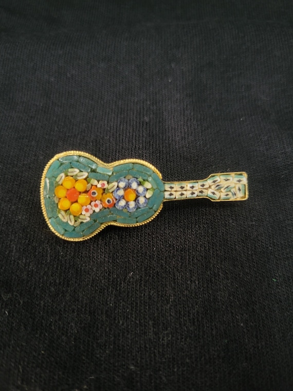Micro Mosaic Guitar Brooch