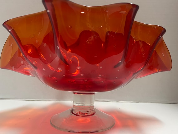 Wayne Bischoff Hand Blown Red Glass Center Piece