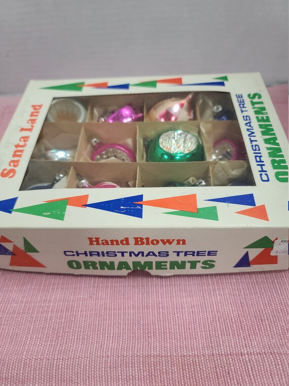 Vintage Christmas tree ornaments in original box