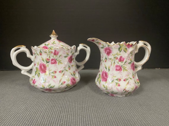 Lefton Roses Cream and Sugar set