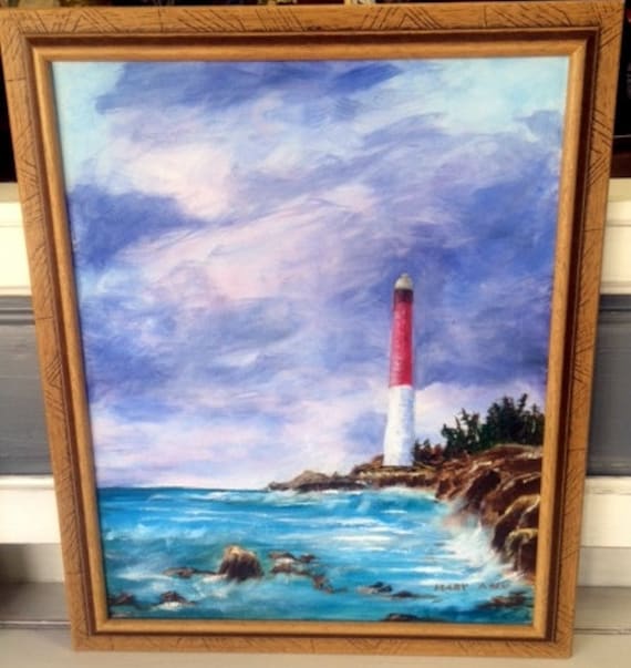 Lighthouse Oil Painting framed