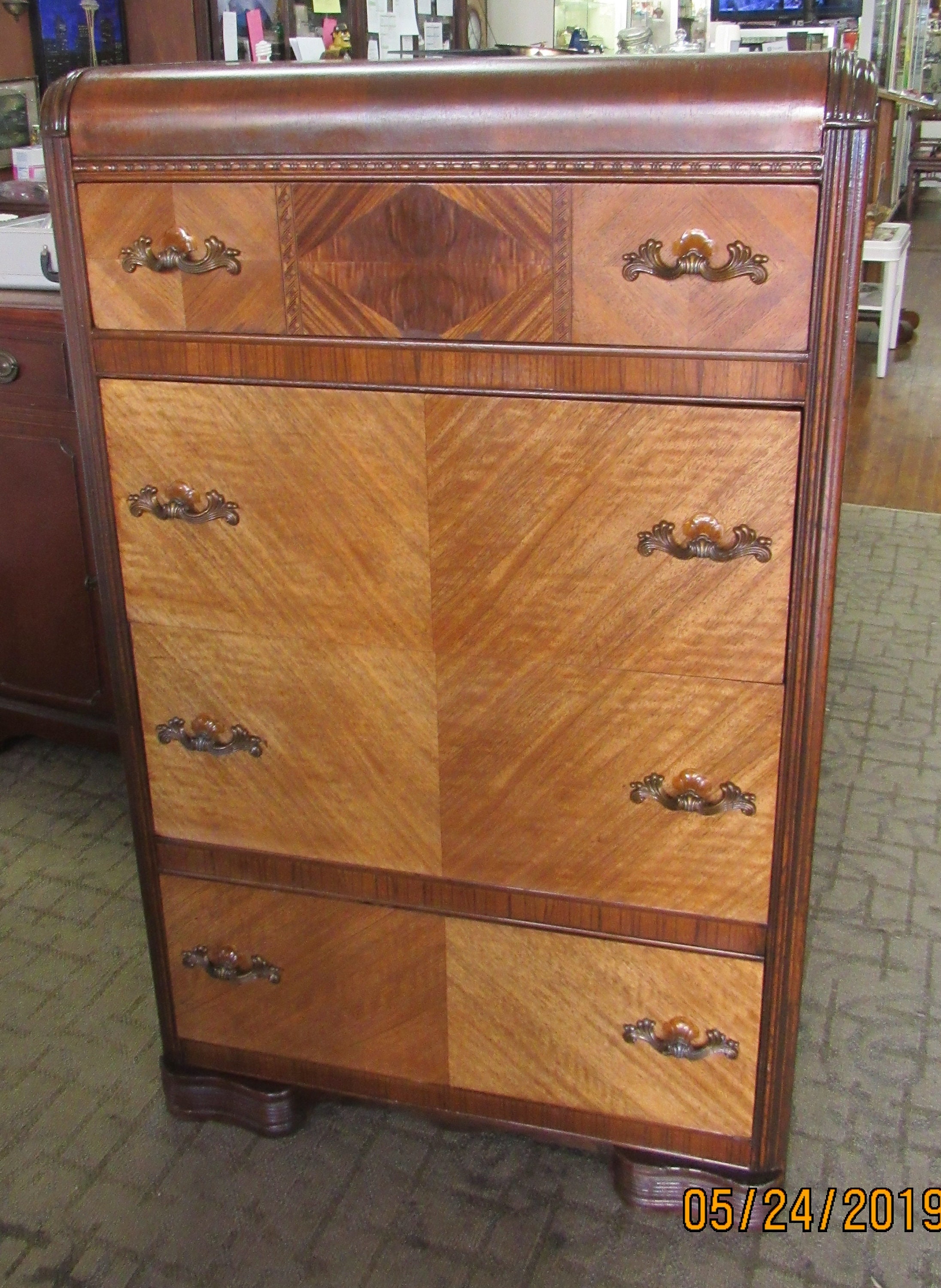 Art Deco Waterfall Highboy Dresser