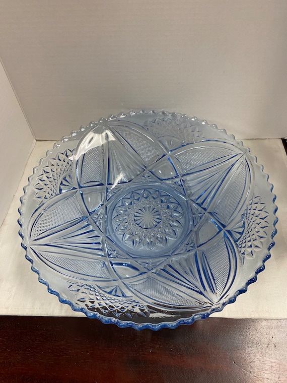 Blue Pressed Glass Bowl