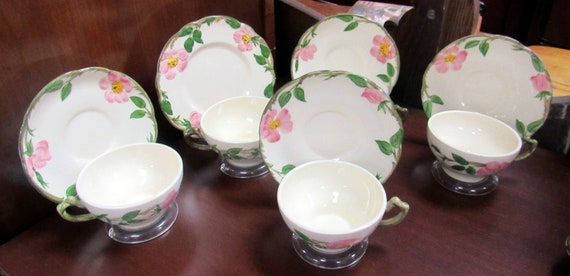 5 Franciscan Desert Rose cups and saucers