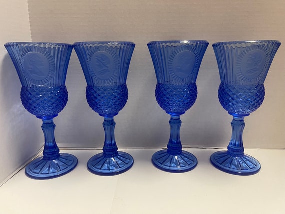 Avon Blue stemware glasses