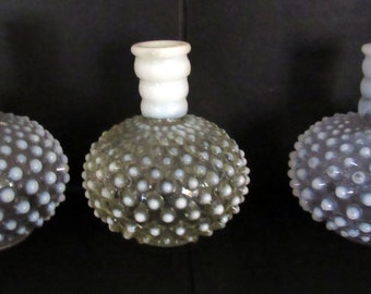 Hobnail glass candle holders
