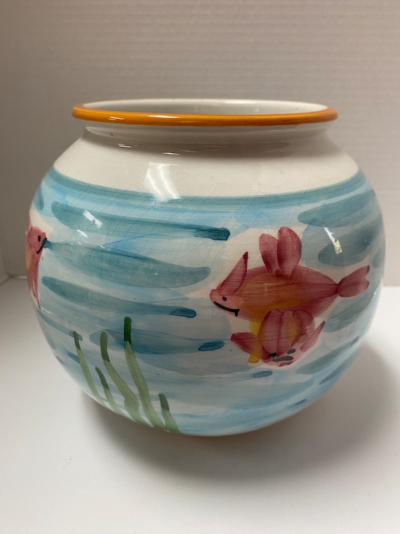 魚の絵柄 陶器製 花瓶 【公式通販】