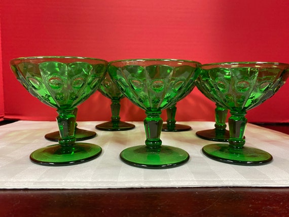 Fenton Starburst Green Glass Set
