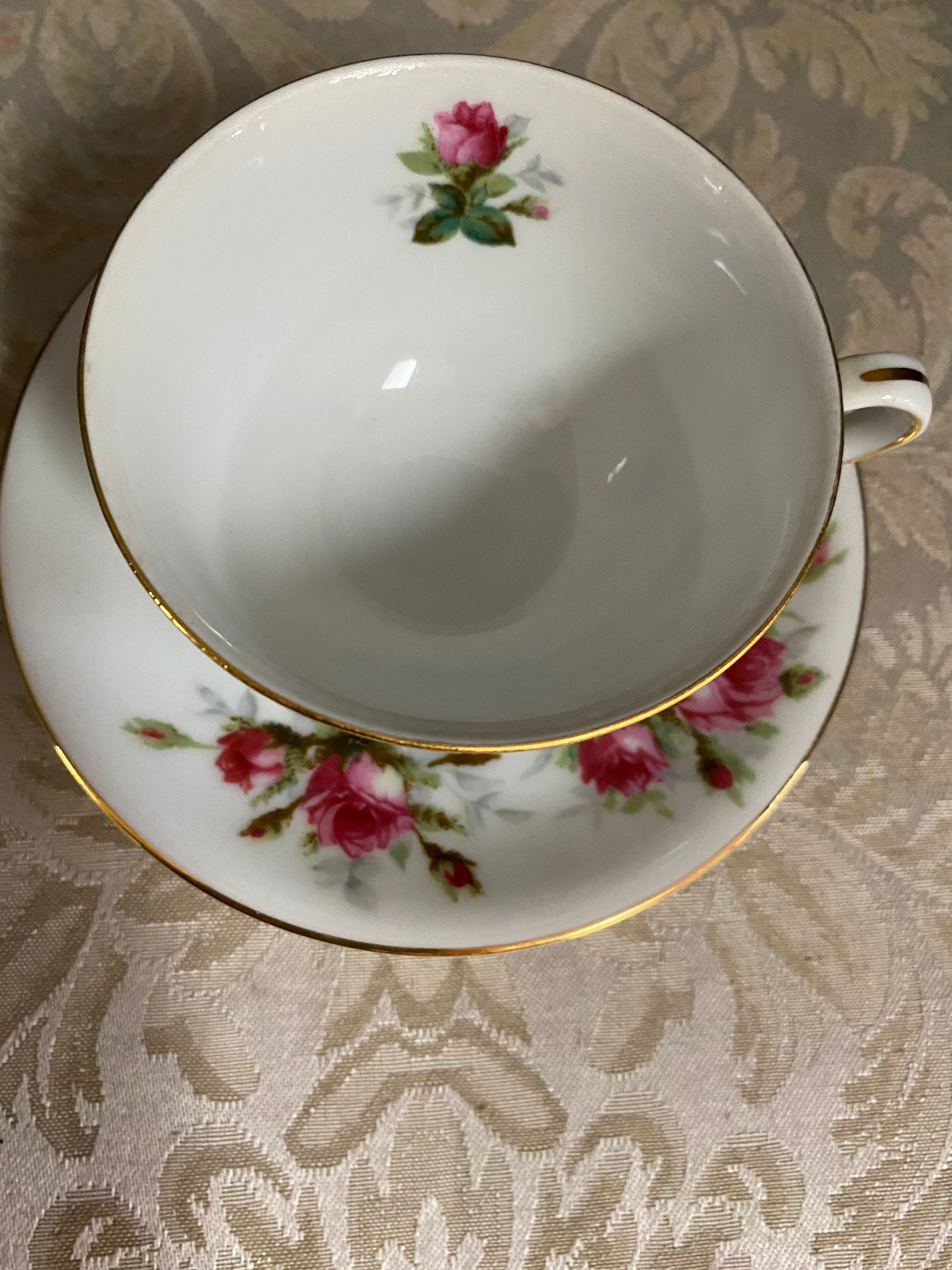 Sango China Pink Rose Teacup & Saucer