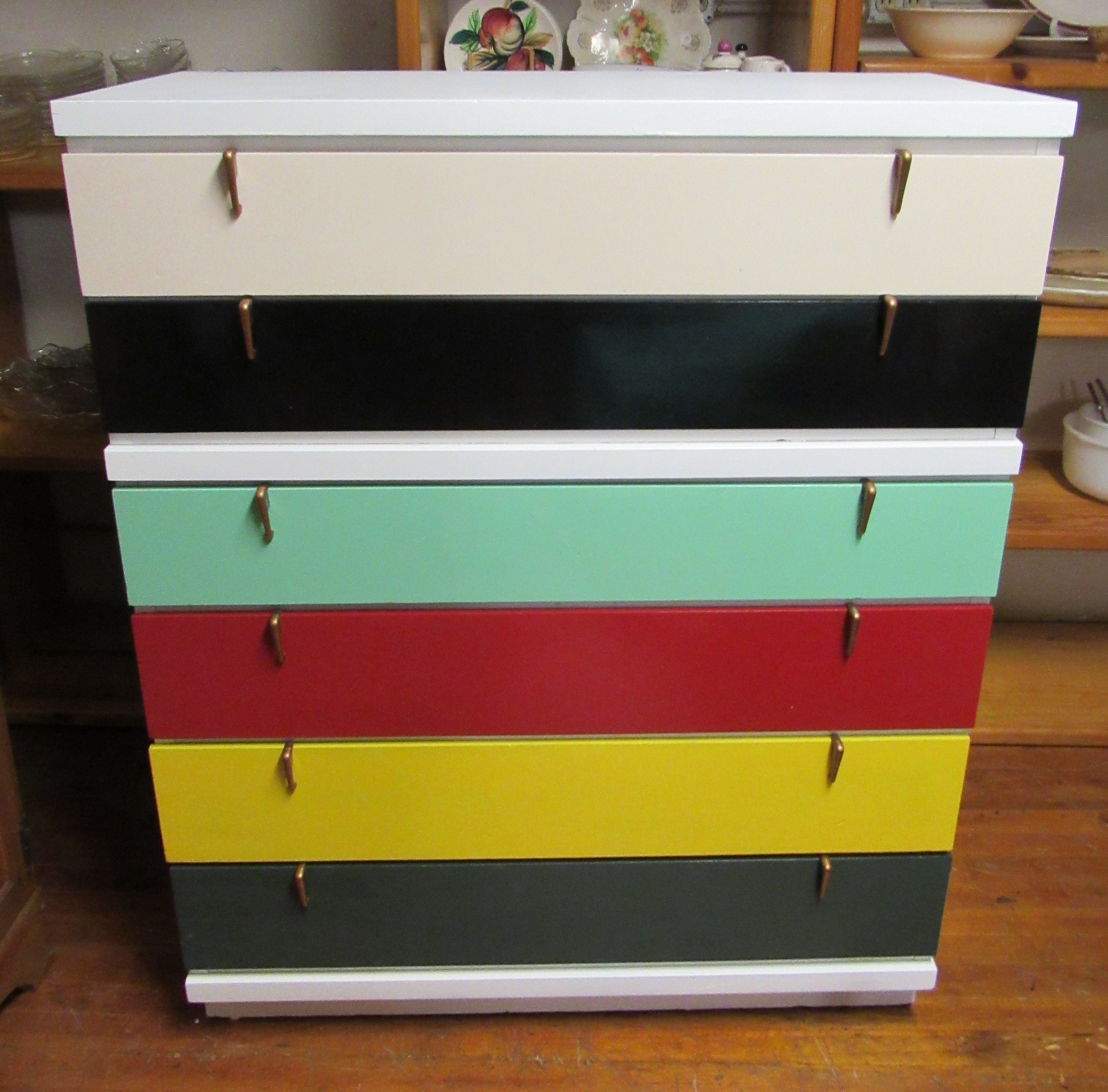 Mid Century Modern Dresser Restyled Rainbow Colors