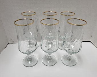 6 copas Tulip con borde dorado