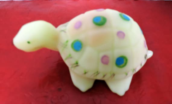 Fenton Burmese Turtle hand painted signed figurine signed