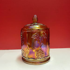 Marigold Carnival Glass Jar