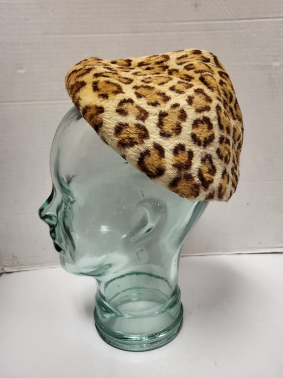 Leopard Print Rabbit Fur Hat - image 2